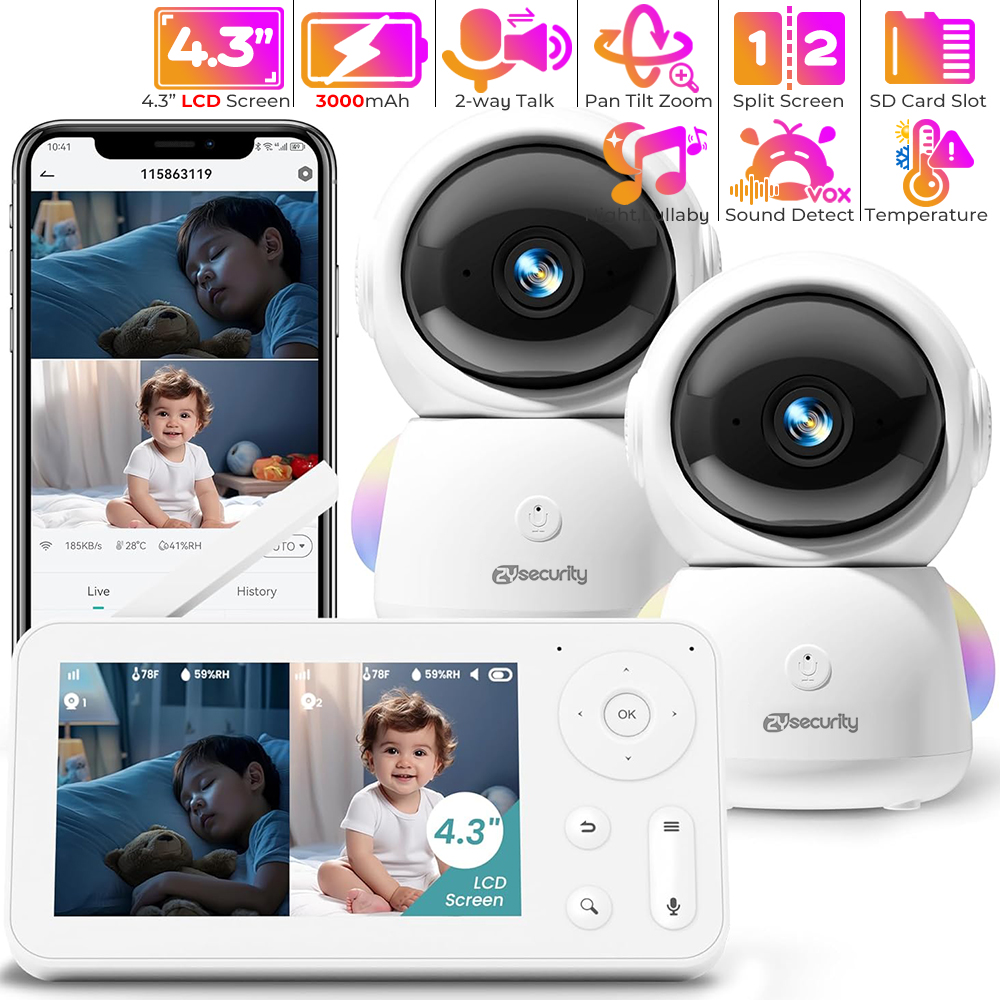 2K Baby Monitor with 2 Cameras - Baby Products Video 评论和价格