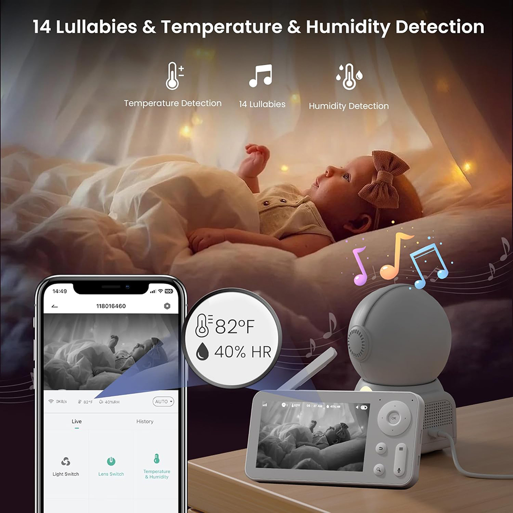 2K Baby Monitor with 2 Cameras - Baby Products Video 评论和价格